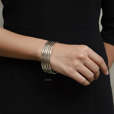 925 Plain silver bangles set | Classic Sterling Stacking bangles| MACS