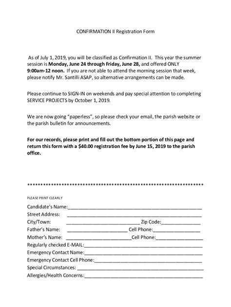 Fillable Online CONFIRMATION II Registration Form Fax Email Print ...