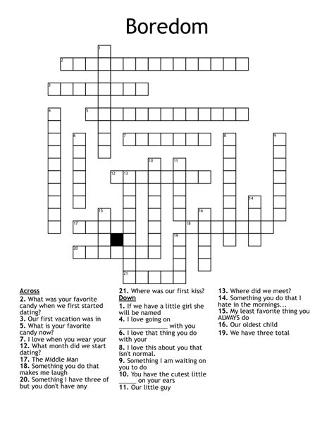 Boredom Crossword - WordMint