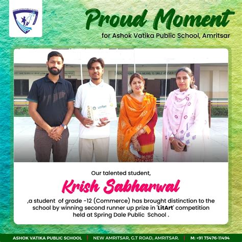 Second runner up prize in 'LitArt' competition