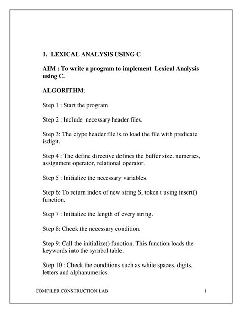CC(CBCS 2019-2020) lab manual - 1. LEXICAL ANALYSIS USING C AIM : To ...