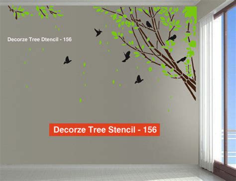 Tree and Birds Stencil Customize Design - 156 | Reusable Wall painting ...