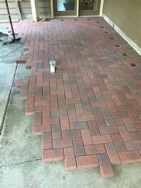 DIY Herringbone Red Brick Pavers Red Brick Pavers, Brick Path, Concrete ...