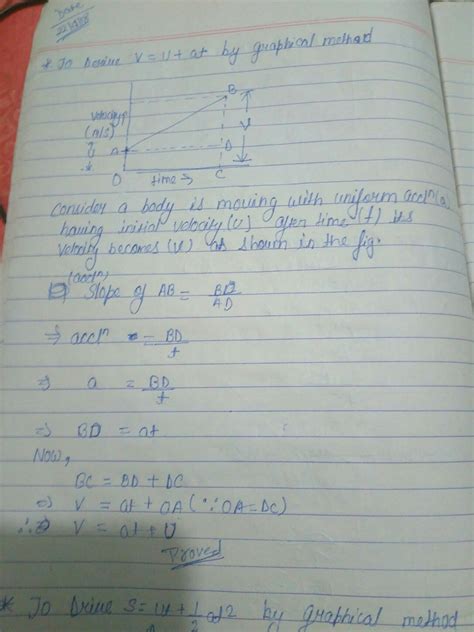 derive the equation of motion by graphical method of class 9 - Brainly.in