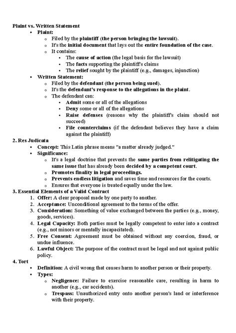 DPC viva question answer key - Plaint vs. Written Statement Plaint: o ...