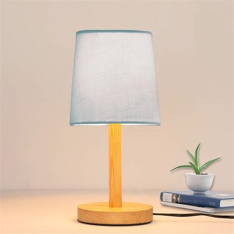 Buy Homesake Pinewood Table Lamps For Nightstand, Fabric Linen ...