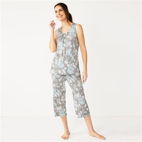 Women's Croft & Barrow® Pajama Tank & Pajama Capri Pants Sleep Set ...