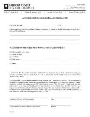 Fillable Online Authorization to Use and Disclose Health Information ...