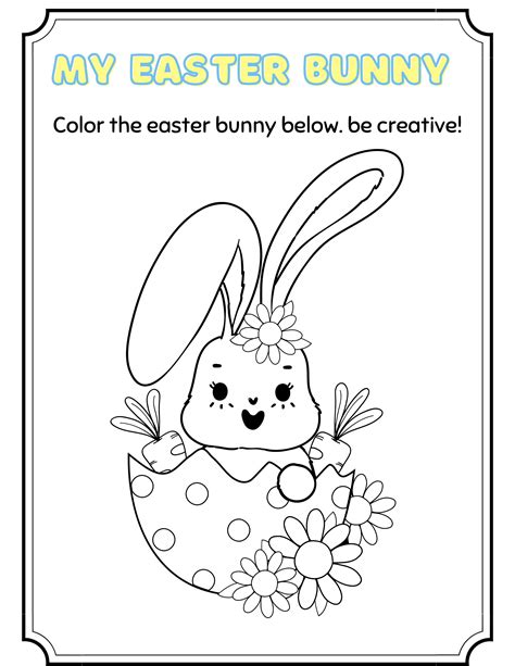 Printable Easter Coloring Pages - Bunny and Eggs - Etsy