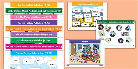 Fix The Picture Addition and Subtraction Within 20 Puzzle