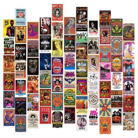 70pcs Vintage Rock Wall Collage Kit 4x6 Rock Band Posters | Desertcart ...