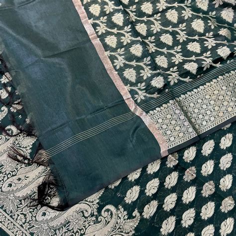Bottle Green Holika Banarasi Silk Suit – Mohsin Textiles