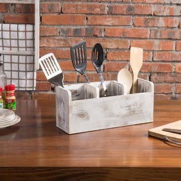 UNIVERSAL ARTS Utensil Organizer for Kitchen Countertop Wooden Utensil ...