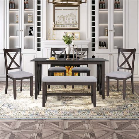 Ophelia & Co. 6-Piece Family Dining Room Set Solid Wood Space Saving ...