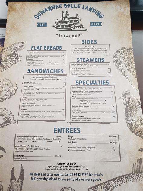 Menu for Suwannee Belle Landing in Old Town, FL | Sirved