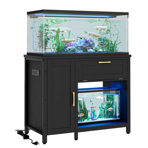 Archie & Oscar™ 40-50 Gallon Aquarium Stands with LED Light, Wood Fish ...