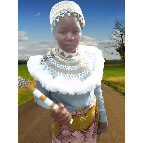 Cleopatra-styled Zulu Beaded Hat & Gold and White Beaded Necklace With ...