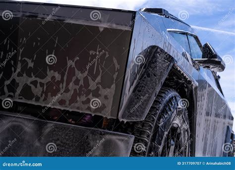 Washing a Tesla Cybertruck at a Car Wash Editorial Photography - Image of tesla, innovation ...