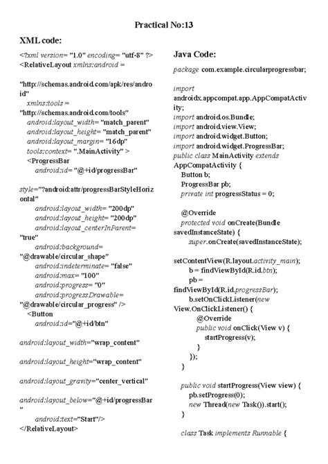 Circular progress - Mad - Practical No: XML code:
