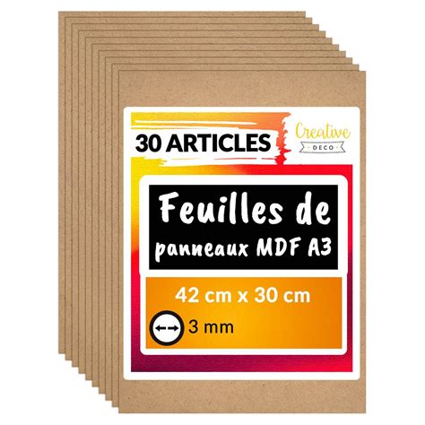 Creative Deco 30 x A3 MDF Tablero Madera | 420 x 300 x 3 mm | Perfecto ...