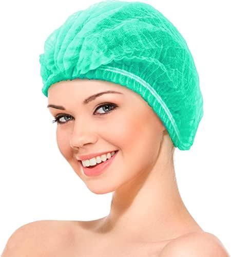 100 GREEN Disposable Nonwoven Bouffant Caps, Hair Net, Cape For ...