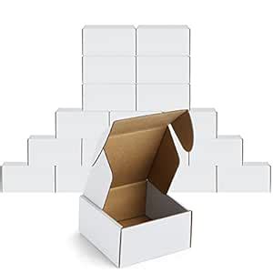 Famagic 50 Pack 4x4x2 Small Shipping Boxes - White Corrugated Cardboard ...