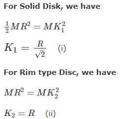 What is the value of the radius of gyration of disc type flywheel as ...