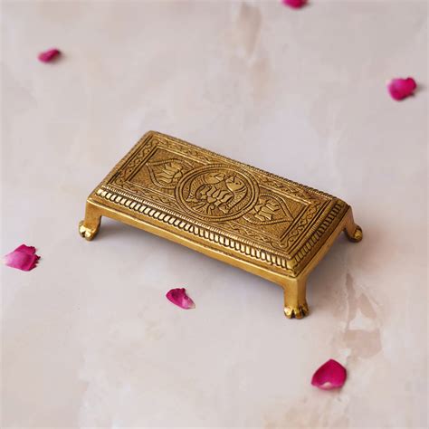 eCraftIndia Golden Rectangle Handcrafted Traditional Lotus Flowers Eng