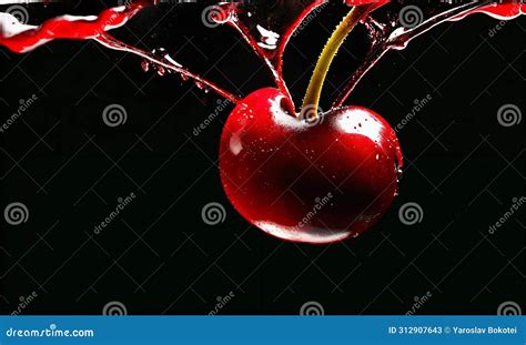 Cherries In Water. Cherry In Water Splash. Cherry On Black Royalty-Free ...