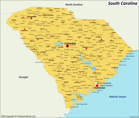 South Carolina Cities Map - List of The 30 Largest Cities in South ...