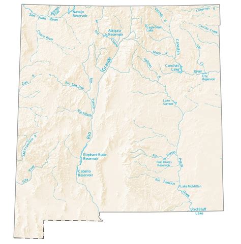 New Mexico Lakes and Rivers Map - GIS Geography