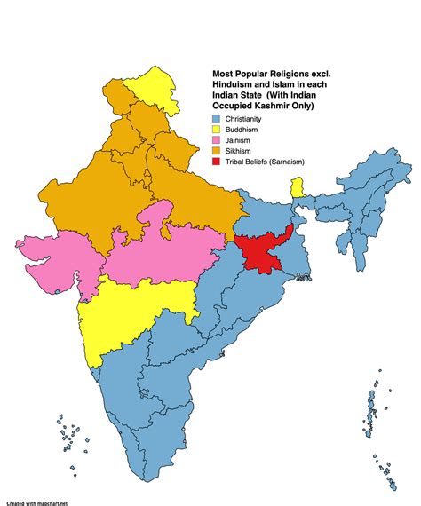 Map of the Most Popular Religions in each Indian State/Union Territory ...