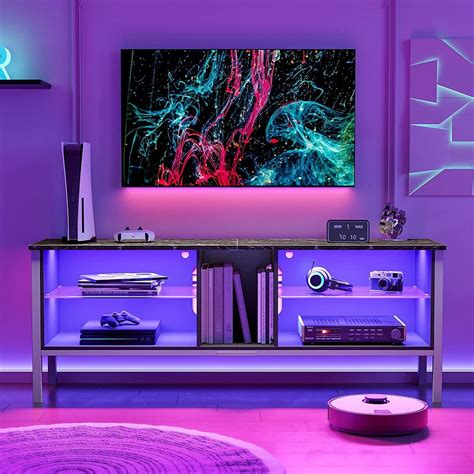 Buy Bestier Modern TV Stand for TVs up to 70 20 Color LED Entertainment ...