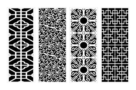 Black and white decorative geometric and organic patterns for laser ...