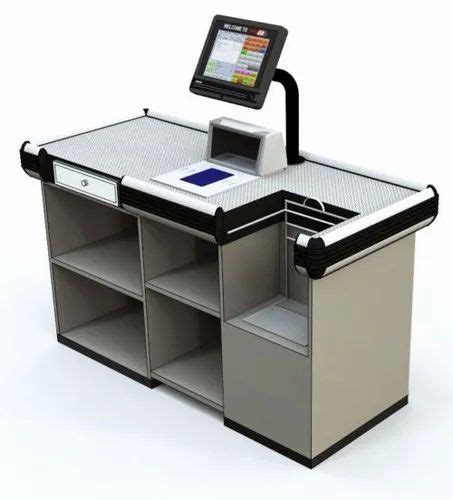 Checkout Counter - Stainless Steel L Shape Supermarket Cash Counter for ...