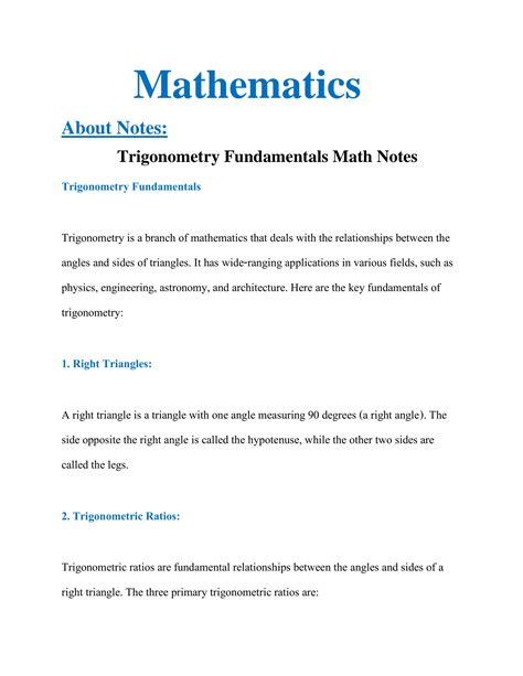 Image result for Trigonometry Math Notes