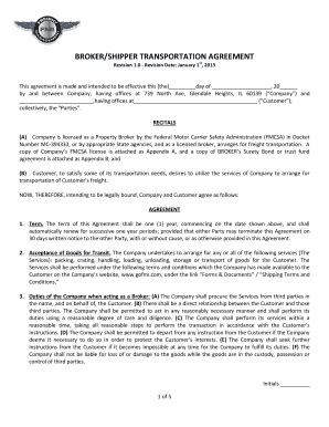 BROKER/SHIPPER TRANSPORTATION AGREEMENT - Fill and Sign Printable ...