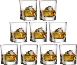 1st Time (Pack of 9) Transparent Water Glass, Set Of 9, 180 ML Glass ...