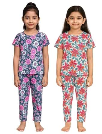 Buy Girls Night Suit/Pyjamas/Sleep wear Set Pack of 2 (2-3years ...