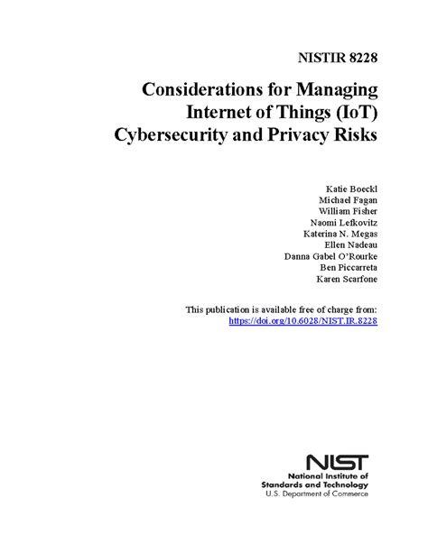 Cyber Security And Privacy Risks - NISTIR 8228 Considerations for ...