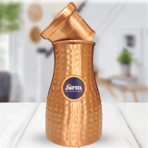 Softel Hammered 1000 ML Copper Bedside Carafe | Bedroom Flask | 1 Pc ...