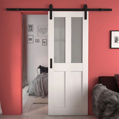 Victorian 4 Panel Shaker White Frosted Glass - Prefinished Sliding Barn ...