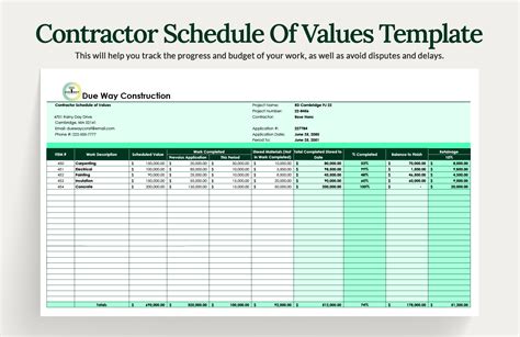 Blank Schedule Of Values Template in Excel, Google Sheets, Word, Google ...