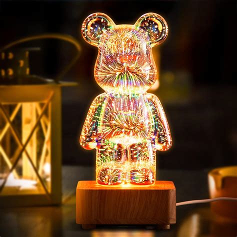 Soview 3D Firework Bear Lamp, Multicolored LED Night Light, Glass ...