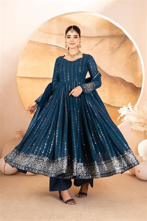 Rama Designer Luxury Anarkali Suit Set (3-Piece) – Heavy Seq