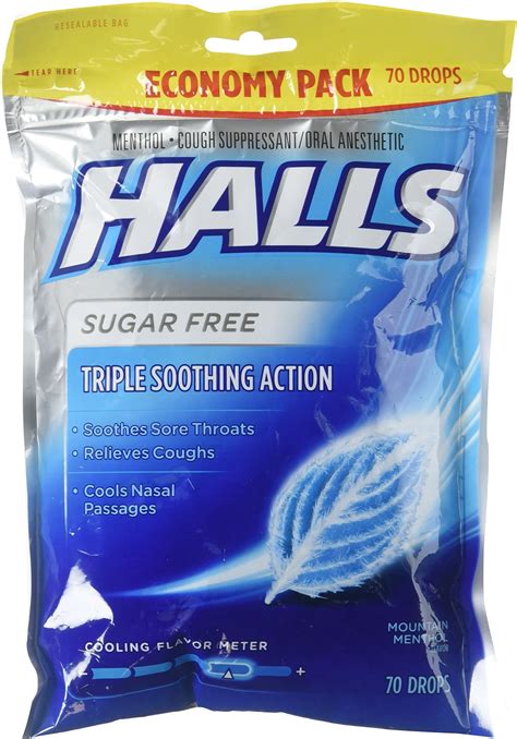 Amazon.com : HALLS Relief Mountain Menthol Sugar Free Cough Drops ...