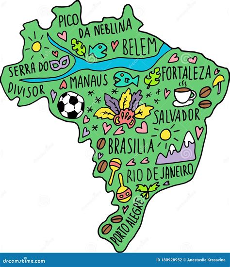 Brazilian Landmarks And Different Cultural Symbols Vector Illustration | CartoonDealer.com ...