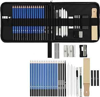 EzLife Sketch Kit, 35 Pieces Professional Drawing Pencils, Sketching ...