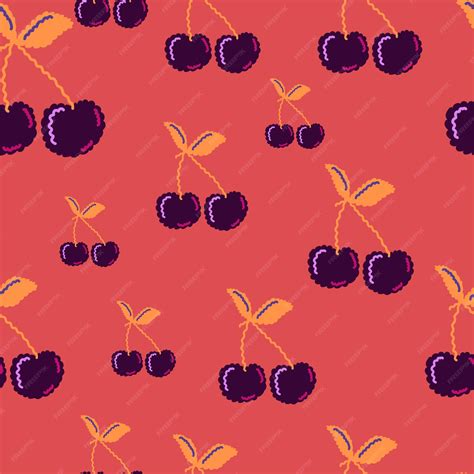 Premium Vector | Cute cherry seamless pattern hand drawn cherries ...