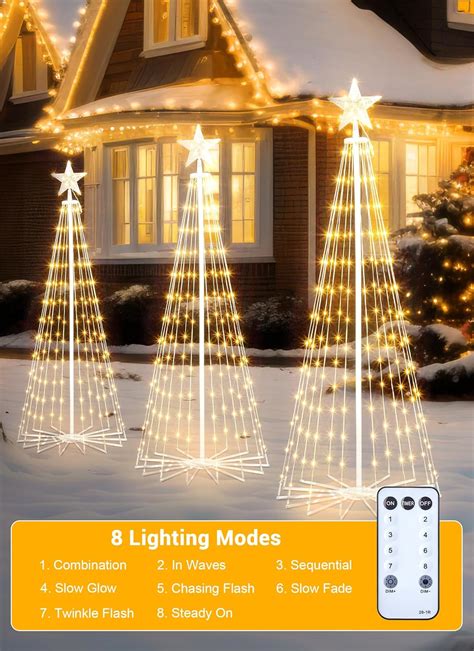 Brightown Outdoor Christmas Cone Tree Light with Remote, 3Set India | Ubuy